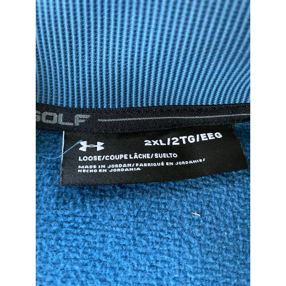 Under Armour Mens 2XL Pullover Blue Golf 1/4 Zip Textured Knit Loose Fit - Picture 3 of 15